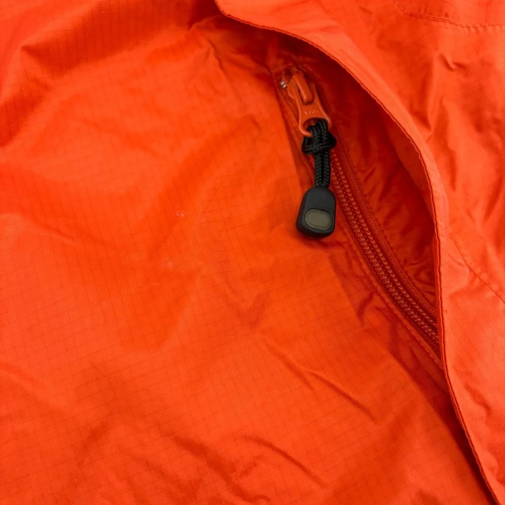 LL Bean Kids XL 18 Rain Jacket Hooded Shell Orange Navy Blue Colorblock
